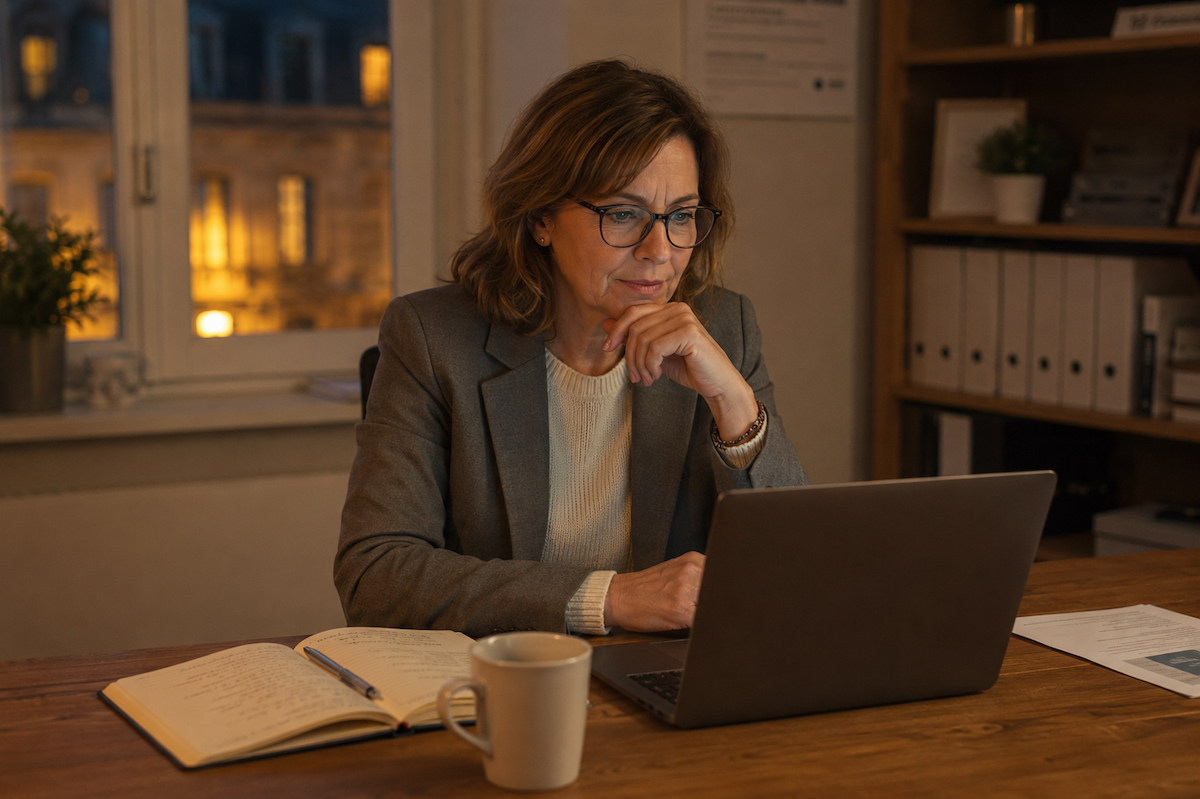 Patron de PME devant son ordinateur